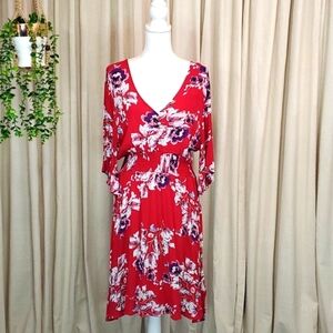 Size XL Floral Red Dress